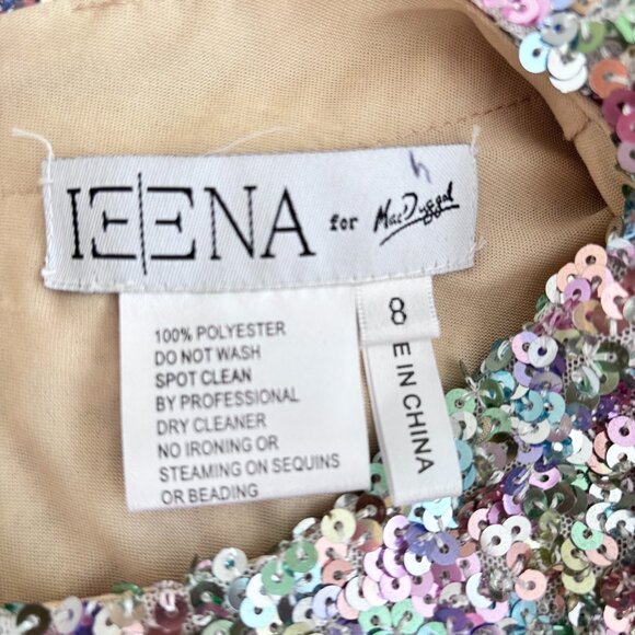 Ieena For Mac Duggal Silver Sequin Short Sleeve Cocktail Dress Size 8 - Picture 10 of 10